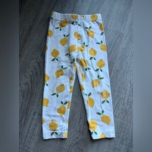 Hanna Andersson White Leggings with Lemon and Leaf Print